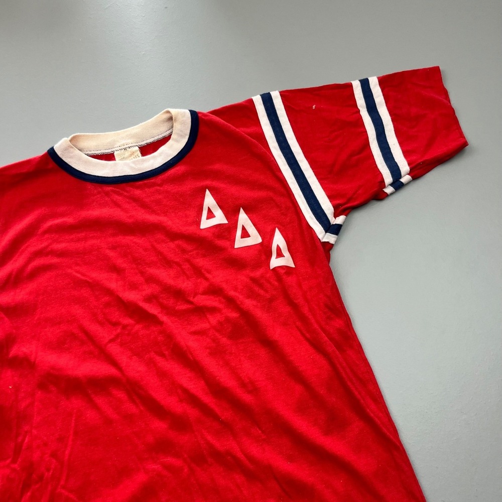 Bantams Ringer T-Shirt Mens M Red Vintage Tri Delta Greek Sorority 70s